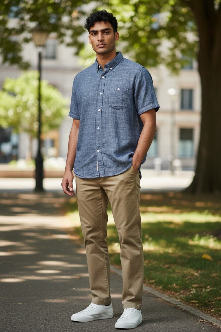 Weatherproof Vintage Men's Blue Linen Blend Short Sleeve Button Down Shirt Sz XL